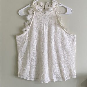 Elegant Cream Lace Halter Top